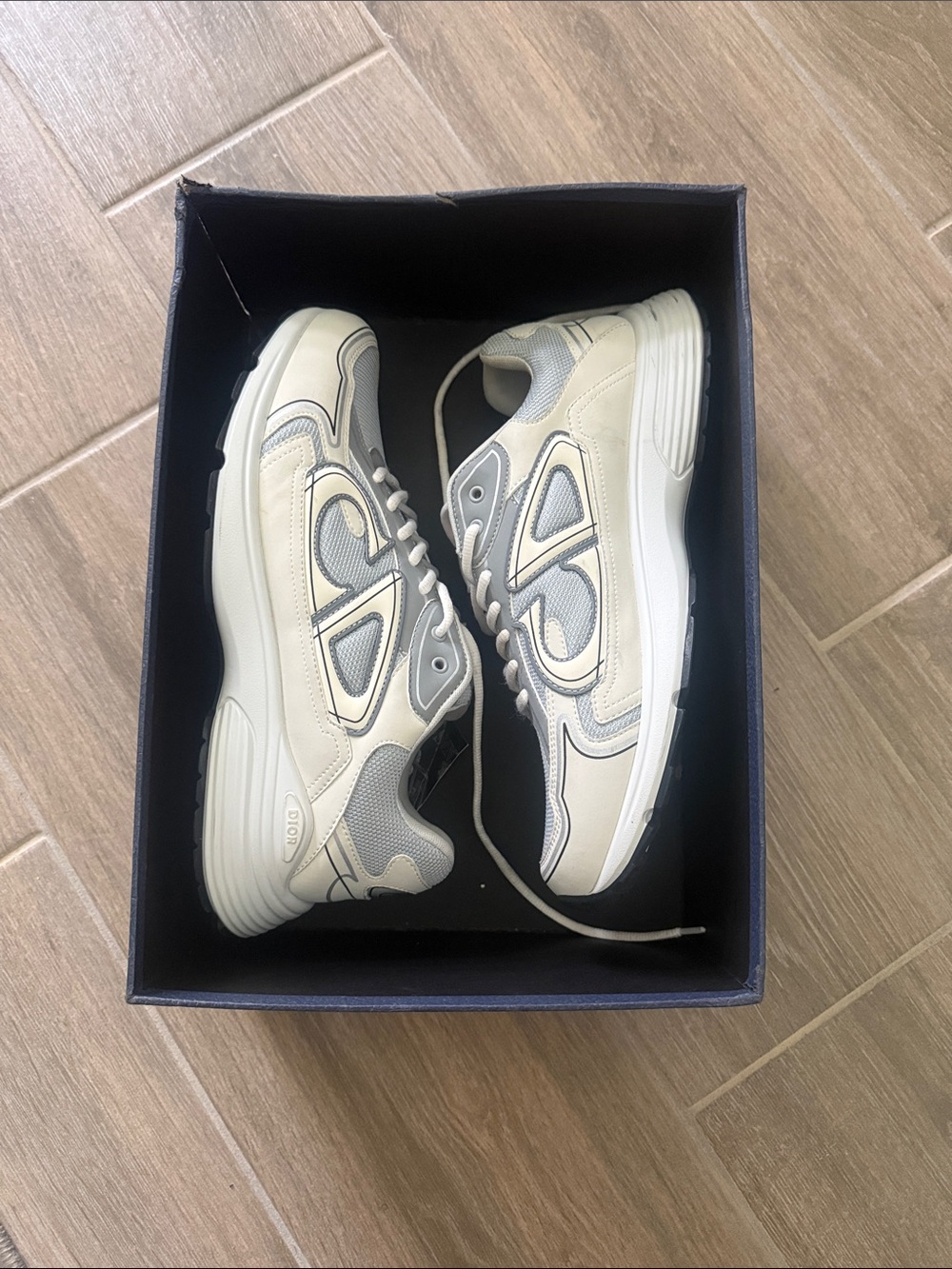 Dior Men's Cream and Gray Sneakers